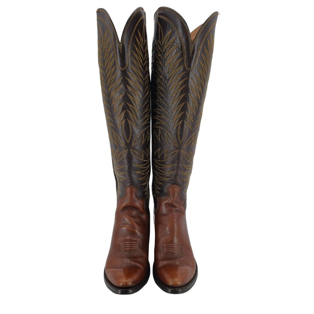 Vintage Paul Bond Tall Custom Womens Size 6B Brown Leather Cowboy Western Boots - Picture 8 of 15
